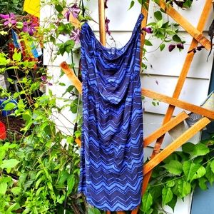 Vintage GAP Chevron ZIG Strapless Dress Beach Cover Up Purple Blue sz: L